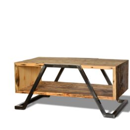 stolik do salonu, drewno z odzysku, rama stalowa
