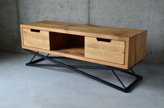 Szfka NAX - RTV loft, minimalizm lite drewno na stalowej ramie